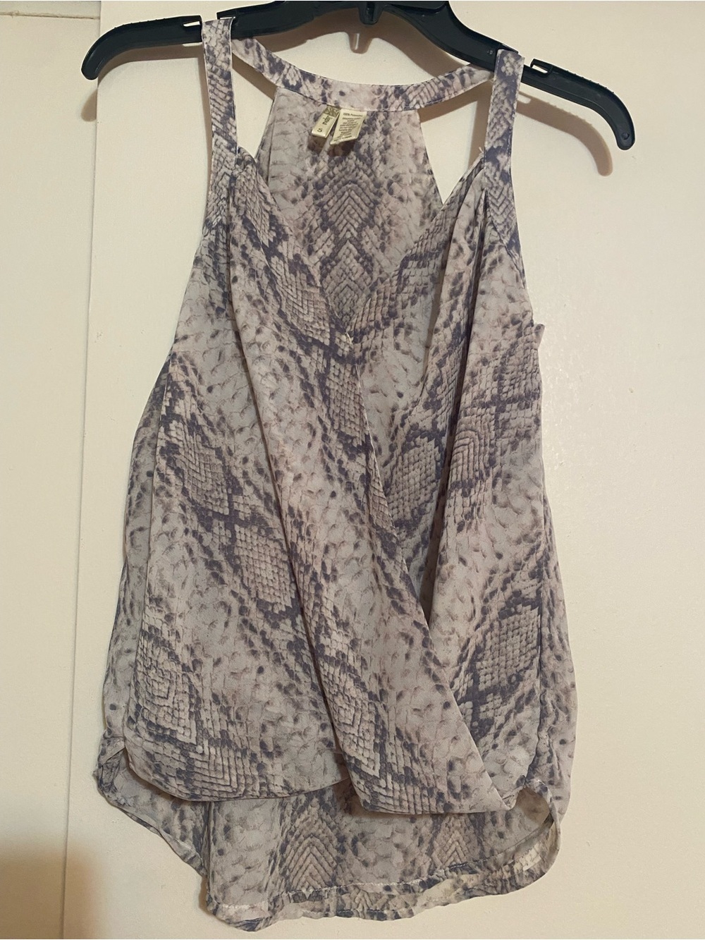 Size Small Japna Gray Snake-Print Halter Camisole high-low sheer evening office - Picture 5 of 9